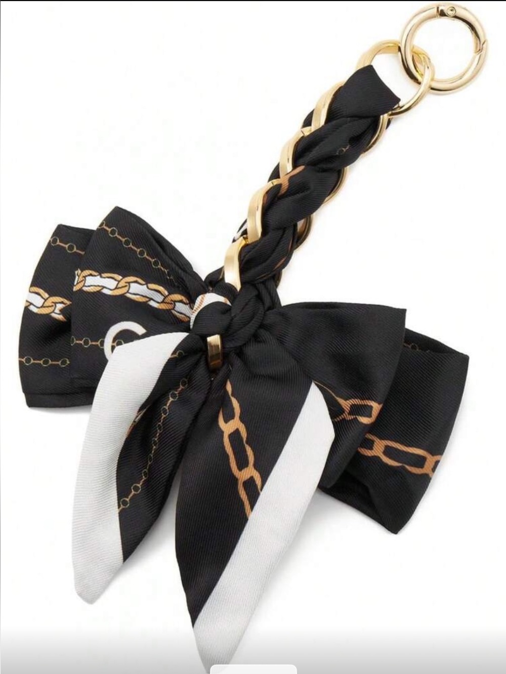 Black & White Bag Extender Chain With Bow Ribbon Purse Chain Extender